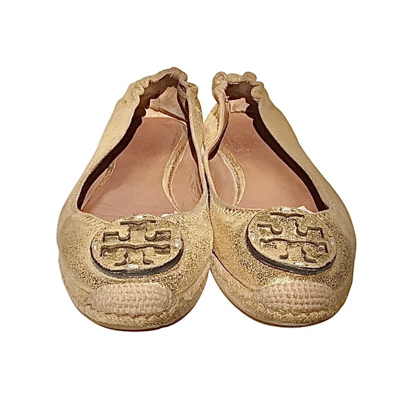Tory Burch Reva Metallic Gold Leather Espadrilles - Picture 4 of 8